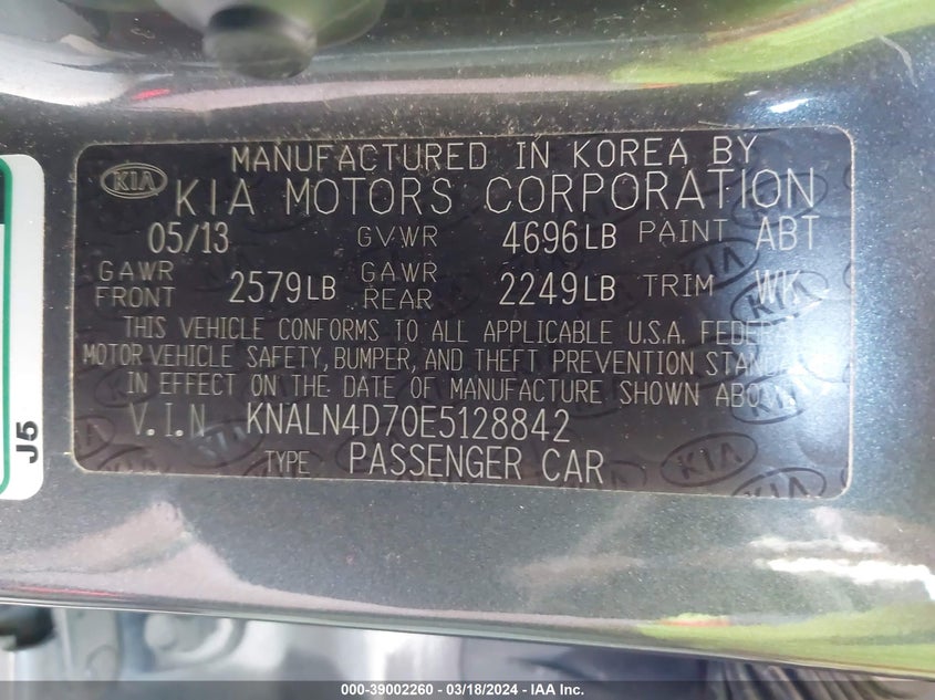 2014 KIA CADENZA PREMIUM KNALN4D70E5128842