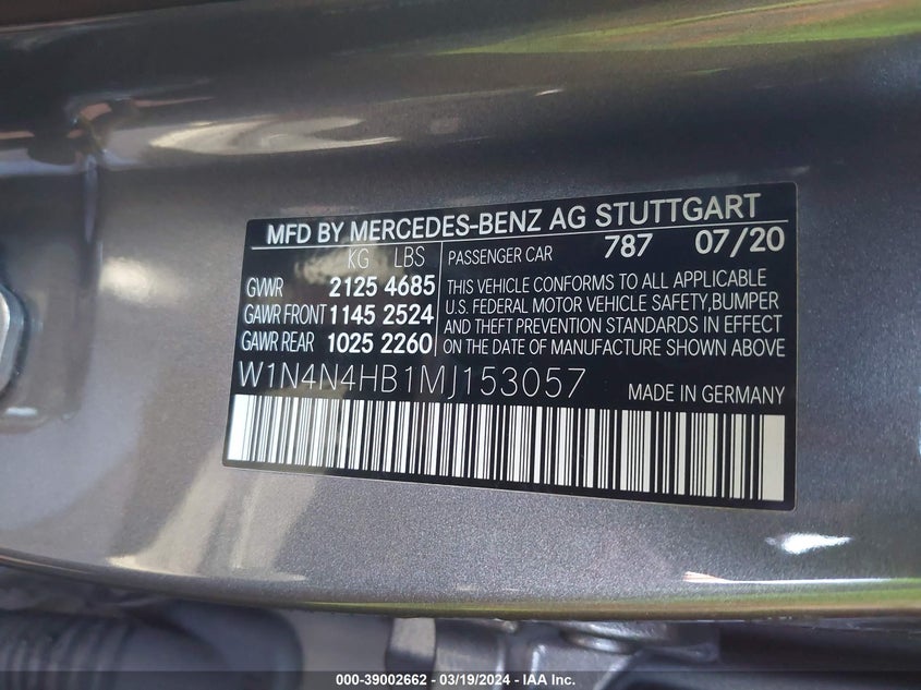 2021 MERCEDES-BENZ GLA VIN: W1N4N4HB1MJ153057