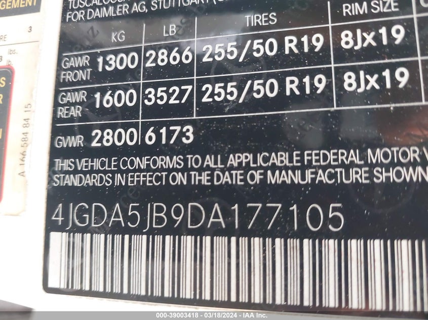 2013 MERCEDES-BENZ ML 350 350 - 4JGDA5JB9DA177105