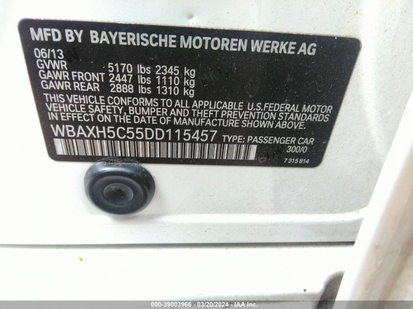 WBAXH5C55DD115457 | 2013 BMW 528I