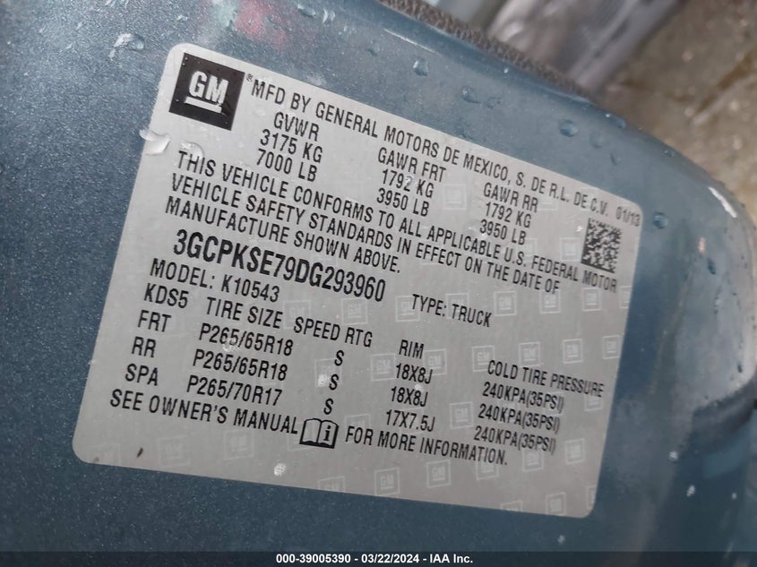 2013 CHEVROLET SILVERADO 1500 LT - 3GCPKSE79DG293960