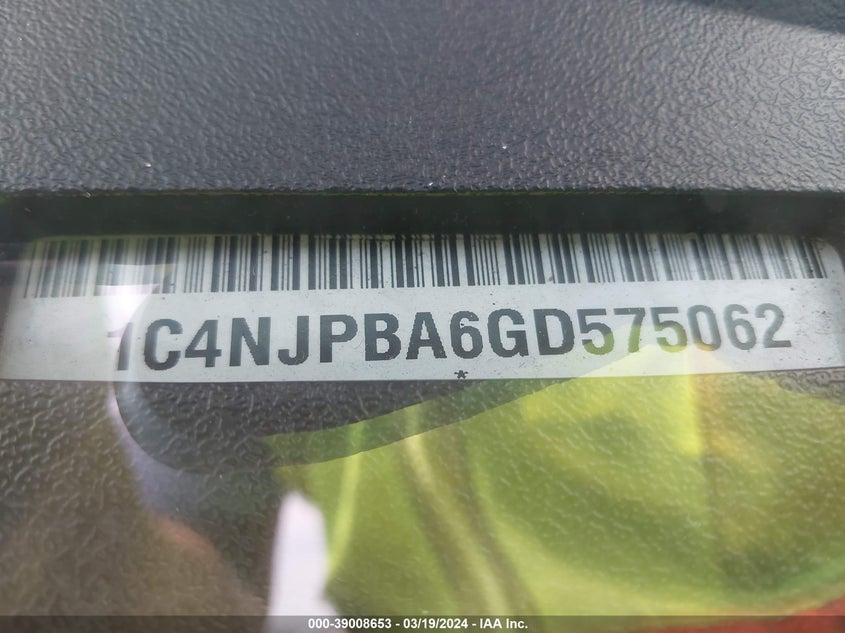 2016 JEEP PATRIOT SPORT - 1C4NJPBA6GD575062