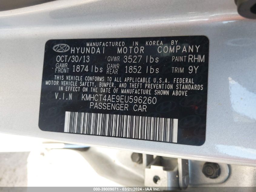 KMHCT4AE9EU596260 | 2014 HYUNDAI ACCENT