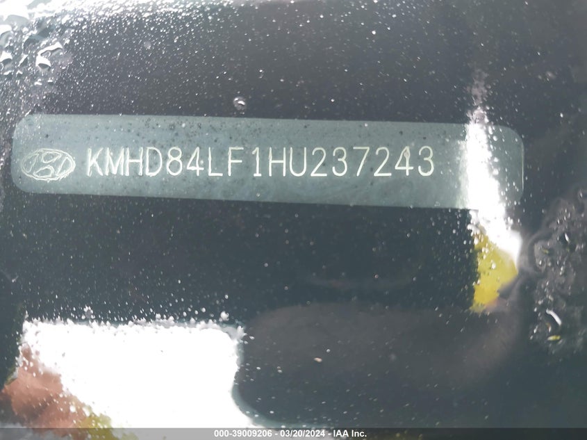 VIN KMHD84LF1HU237243 2017 HYUNDAI ELANTRA SE/VALUE/LIMITED