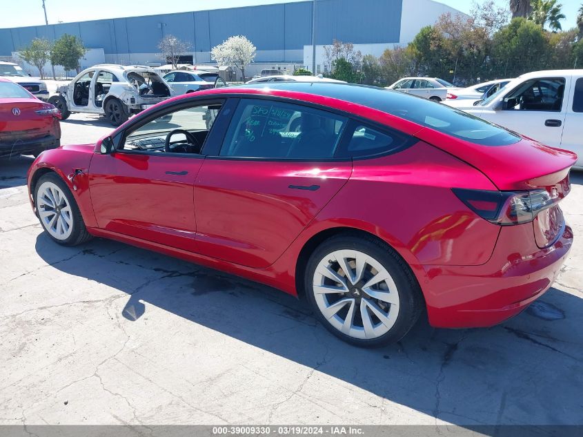 2022 Tesla Model 3 Long Range Dual Motor All-Wheel Drive VIN: 5YJ3E1EB3NF262246 Lot: 39009330