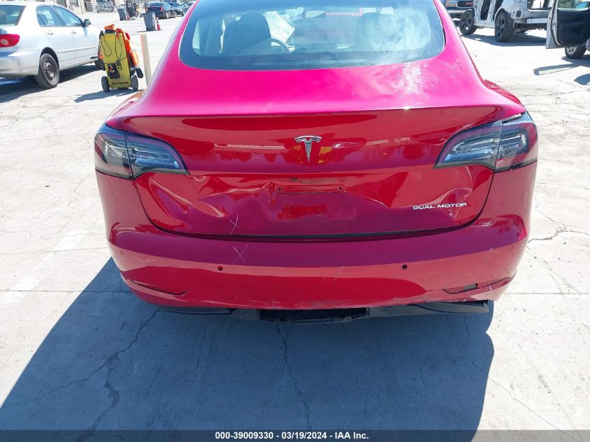 2022 Tesla Model 3 Long Range Dual Motor All-Wheel Drive VIN: 5YJ3E1EB3NF262246 Lot: 39009330