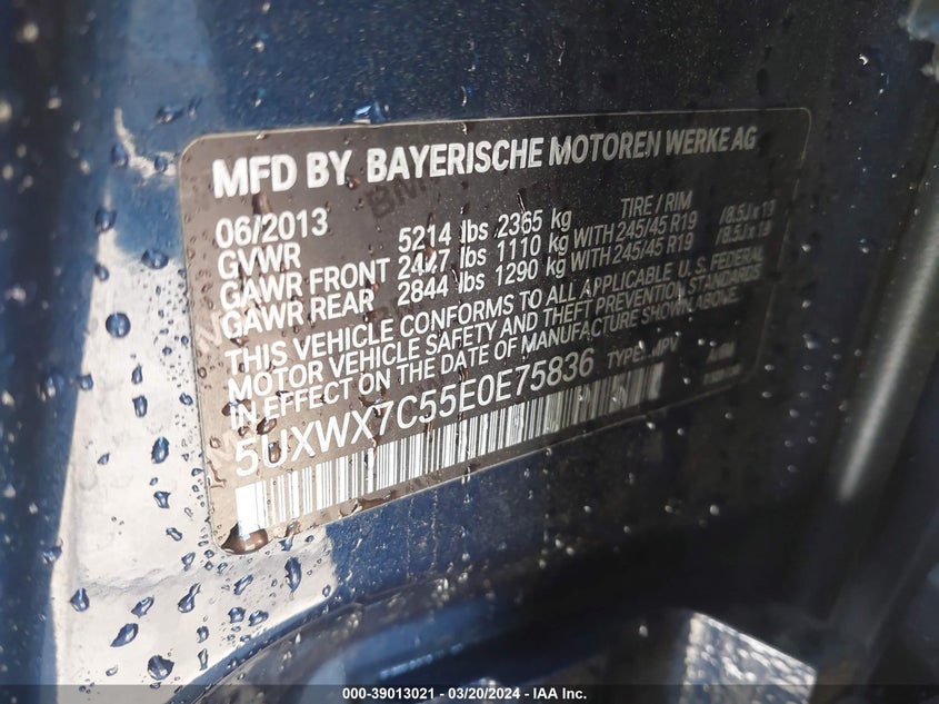 2014 BMW X3 XDRIVE35I - 5UXWX7C55E0E75836