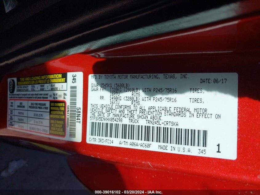 2017 TOYOTA TACOMA SR5 - 5TFSX5ENXHX054298