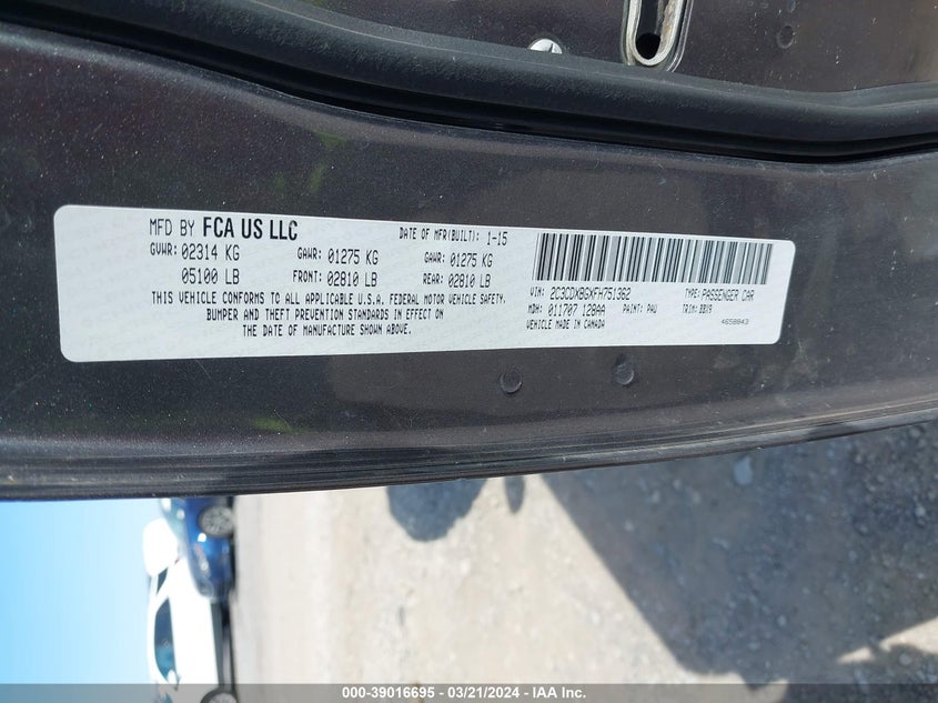 2015 DODGE CHARGER SE - 2C3CDXBGXFH751362