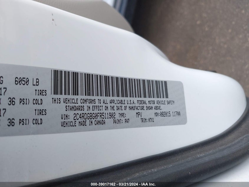 2015 DODGE GRAND CARAVAN SE - 2C4RDGBG0FR511902