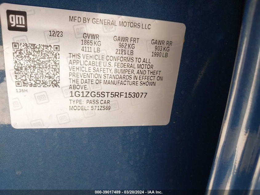 2024 CHEVROLET MALIBU FWD RS - 1G1ZG5ST5RF153077