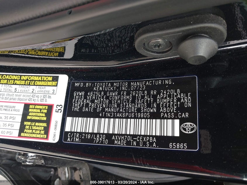 2023 TOYOTA CAMRY XSE HYBRID - 4T1K31AK6PU619805