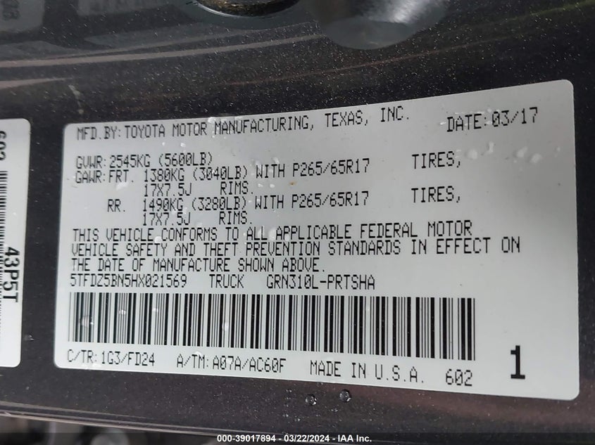 2017 TOYOTA TACOMA TRD SPORT - 5TFDZ5BN5HX021569