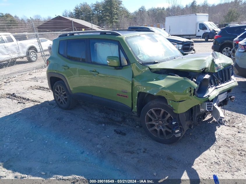 2016 Jeep Renegade 75Th Anniversary VIN: ZACCJBBT2GPE16908 Lot: 39018549