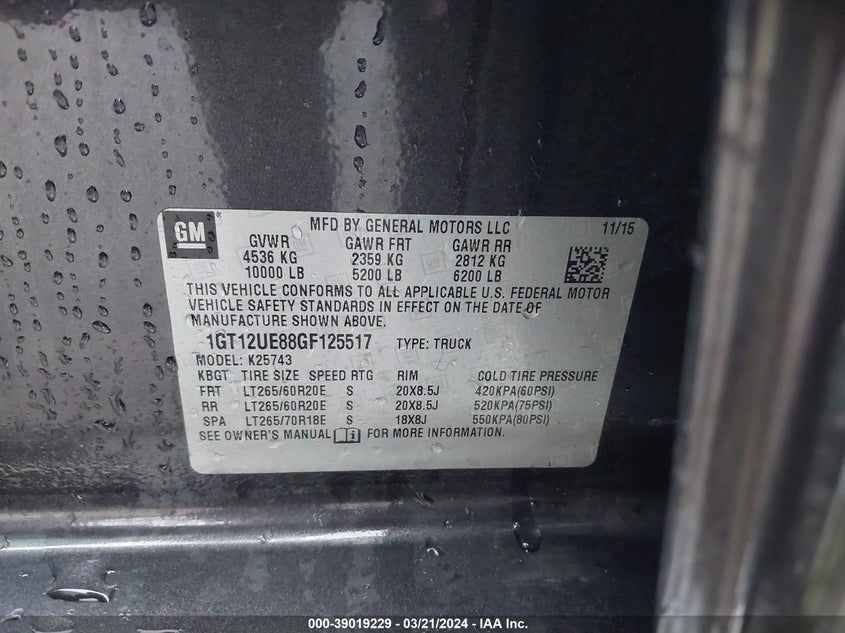 2016 GMC SIERRA 2500HD DENALI - 1GT12UE88GF125517