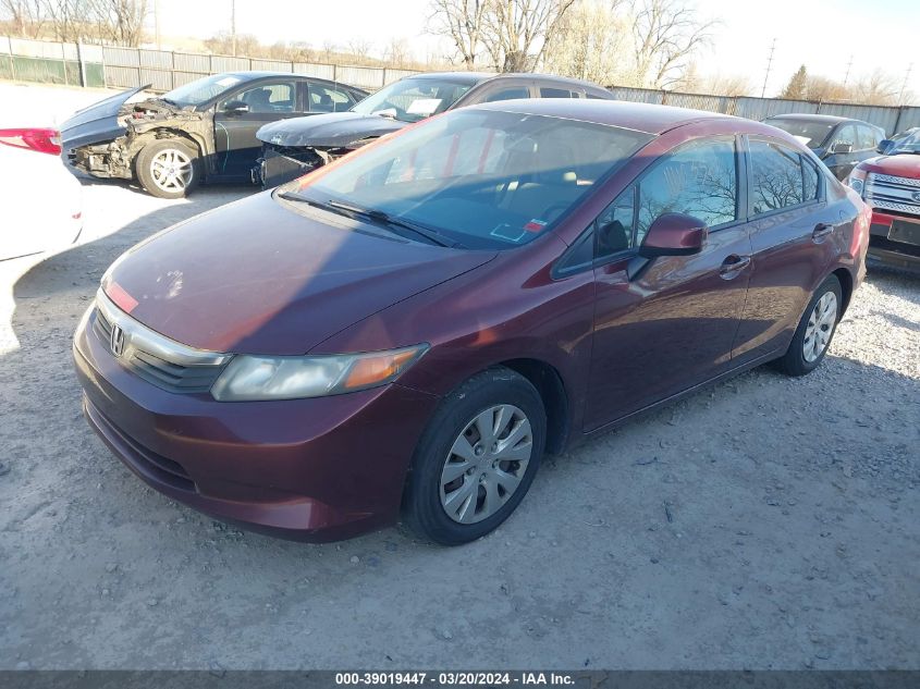 2HGFB2F5XCH511848 | 2012 HONDA CIVIC