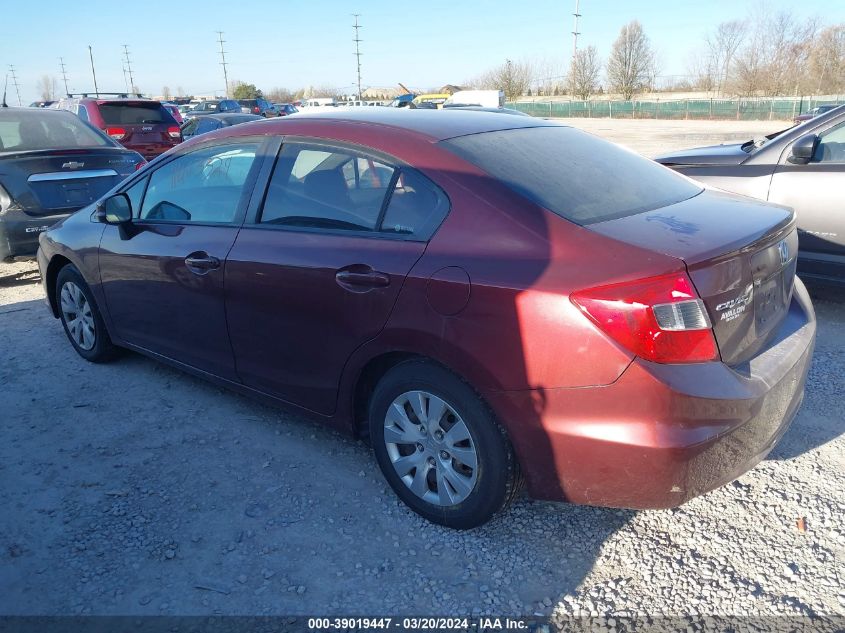 2HGFB2F5XCH511848 | 2012 HONDA CIVIC