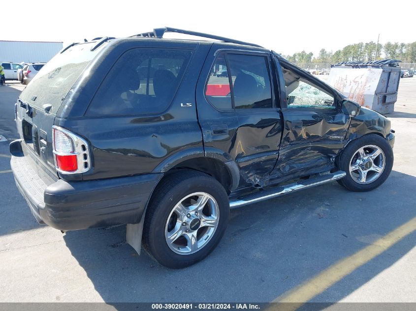 2002 Isuzu Rodeo Ls 3.2L/Lse 3.2L V6/S/S 3.2L V6 VIN: 4S2DM58WX24327145 Lot: 39020491