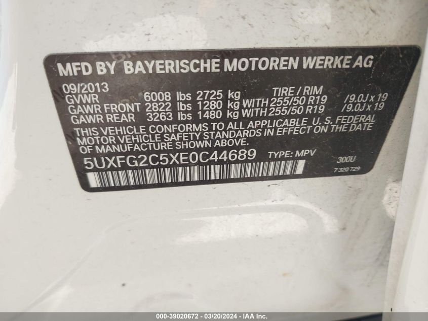 VIN 5UXFG2C5XE0C44689 2014 BMW X6, Xdrive35I no.9