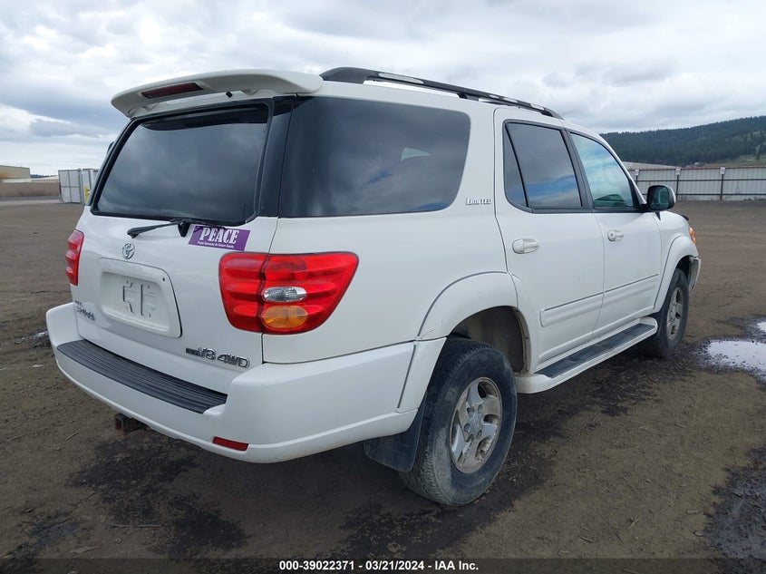 2002 Toyota Sequoia Limited V8 VIN: 5TDBT48A32S075568 Lot: 39022371