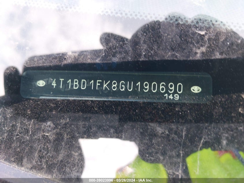 2016 TOYOTA CAMRY HYBRID HYBRID/LE/XLE/SE - 4T1BD1FK8GU190690