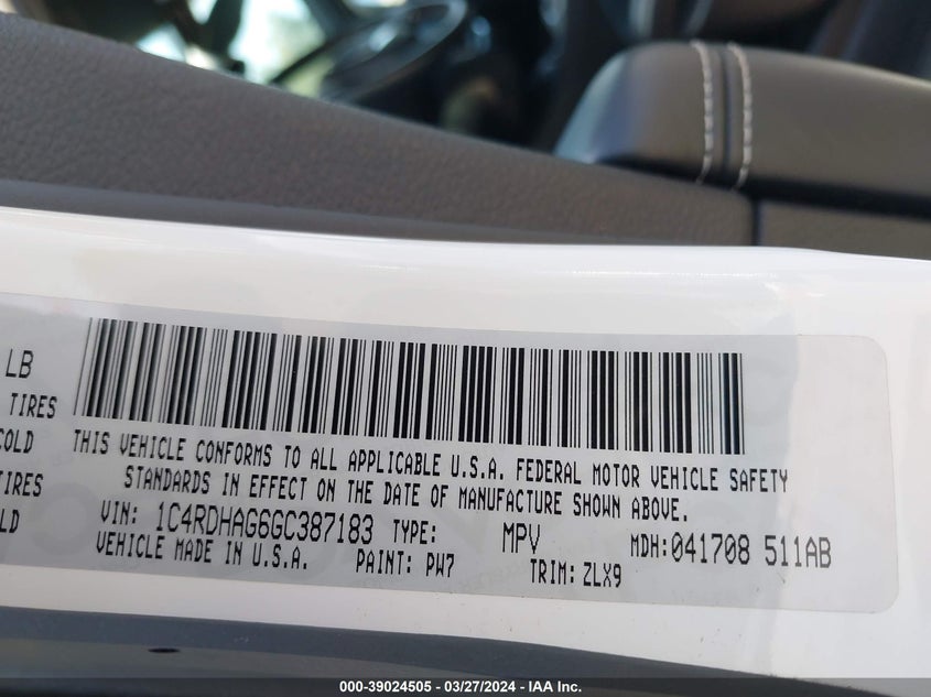 2016 DODGE DURANGO SXT - 1C4RDHAG6GC387183