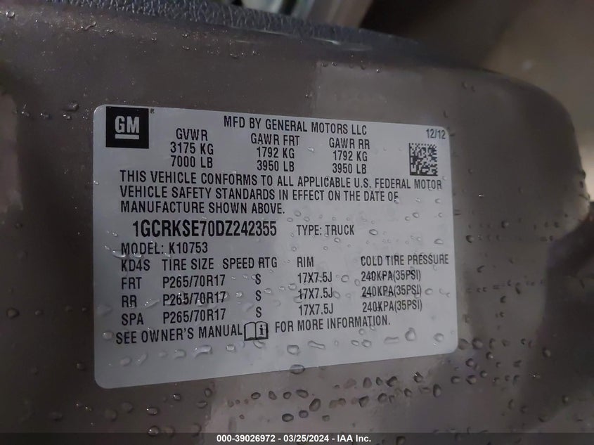 2013 CHEVROLET SILVERADO 1500 LT - 1GCRKSE70DZ242355