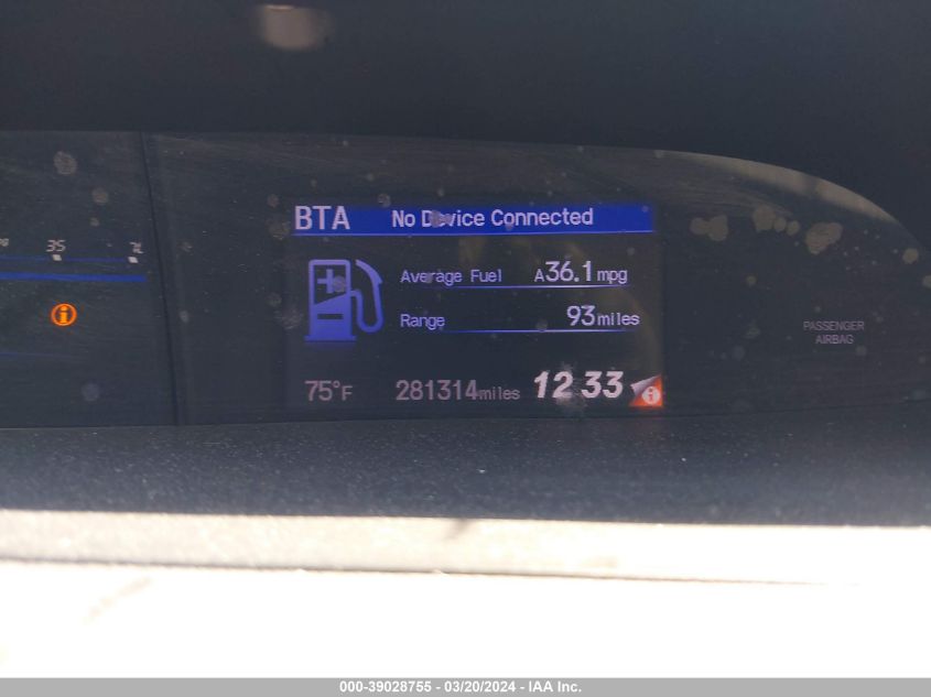 2012 Honda Civic Natural Gas VIN: 19XFB5F57CE000402 Lot: 39028755