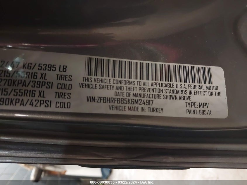 2019 RAM PROMASTER CITY SLT - ZFBHRFBB5K6M24917