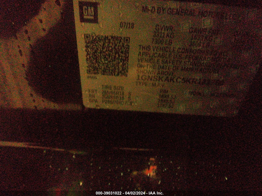 2019 CHEVROLET TAHOE K1500 LS - 1GNSKAKC5KR121760