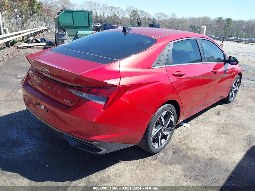 2021 HYUNDAI ELANTRA LIMITED VIN: KMHLP4AG8MU154798