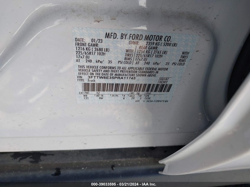 2023 FORD MAVERICK XL - 3FTTW8E35PRA11745