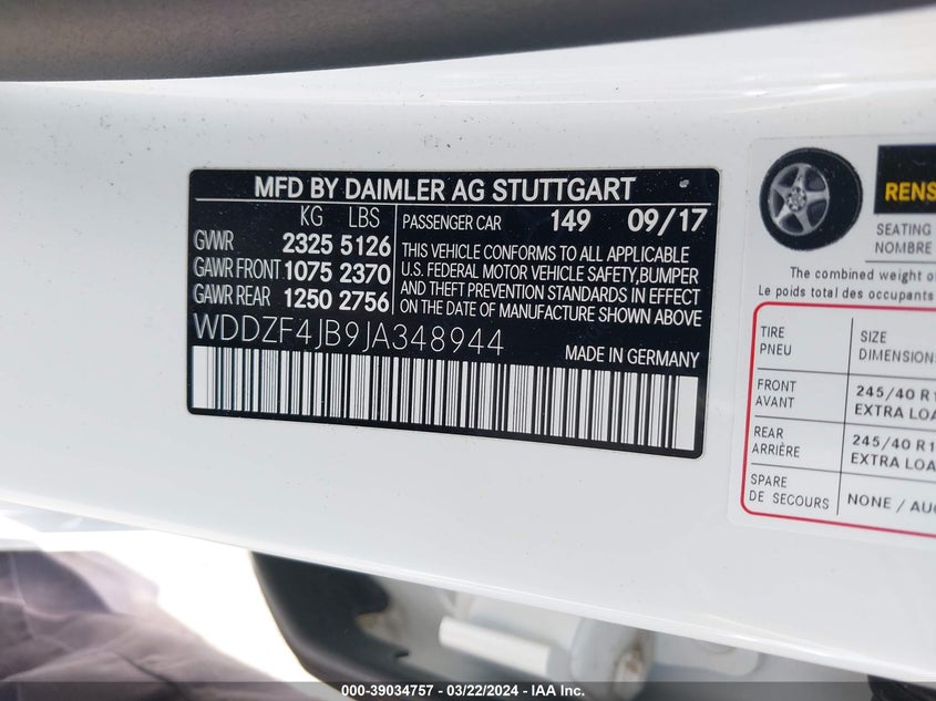 2018 MERCEDES-BENZ E 300 - WDDZF4JB9JA348944