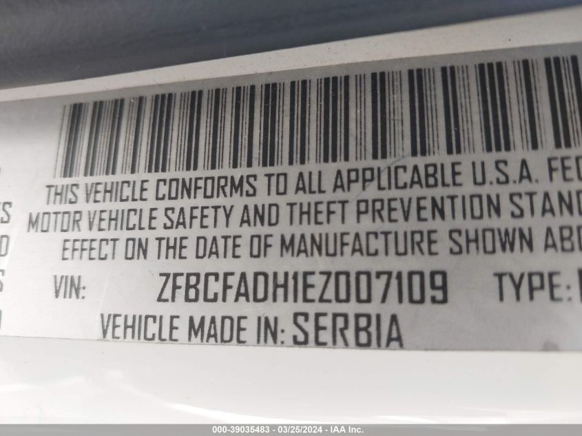 ZFBCFADH1EZ007109 | 2014 FIAT 500L