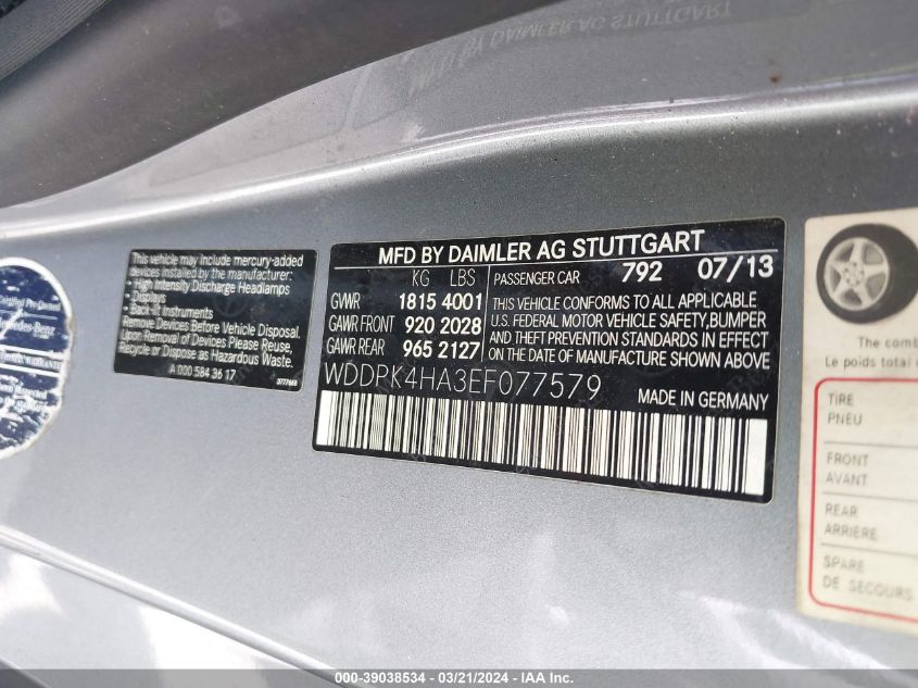 WDDPK4HA3EF077579 2014 Mercedes-Benz Slk 250