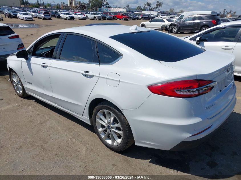 2019 Ford Fusion Hybrid Se VIN: 3FA6P0LU8KR143842 Lot: 39038556