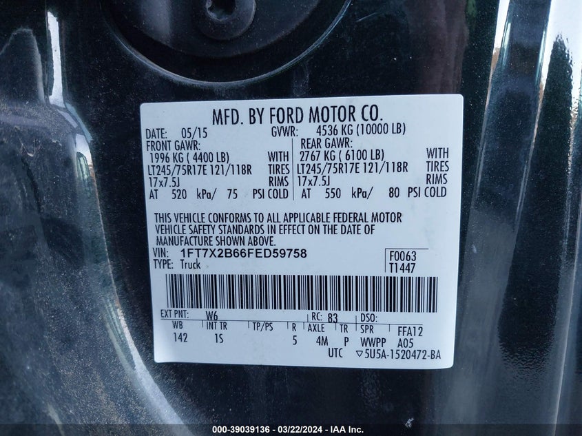 2015 FORD F-250 XL - 1FT7X2B66FED59758