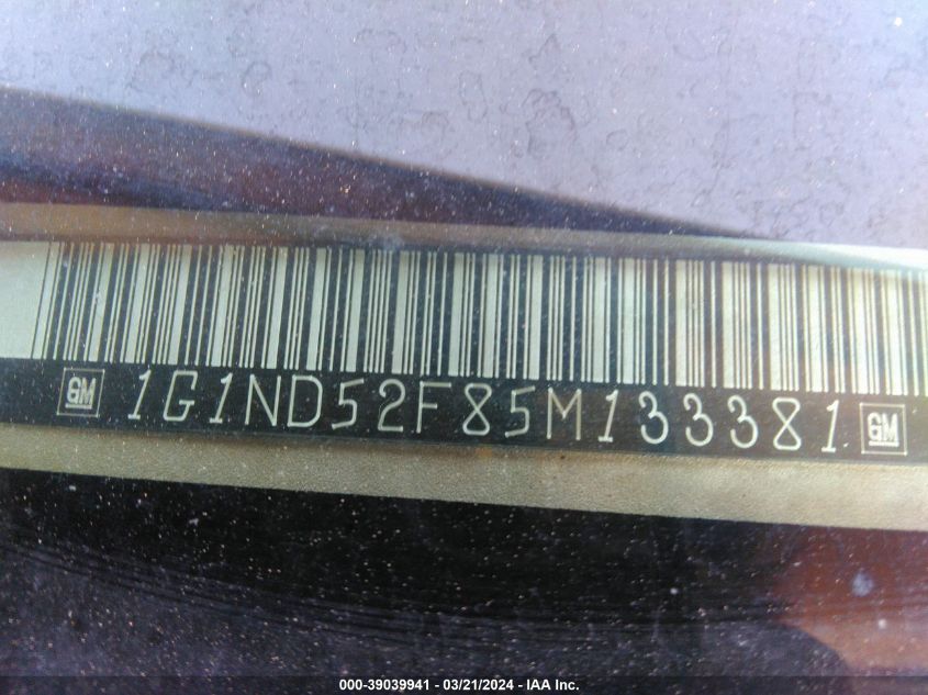 2005 Chevrolet Classic VIN: 1G1ND52F85M133381 Lot: 39039941