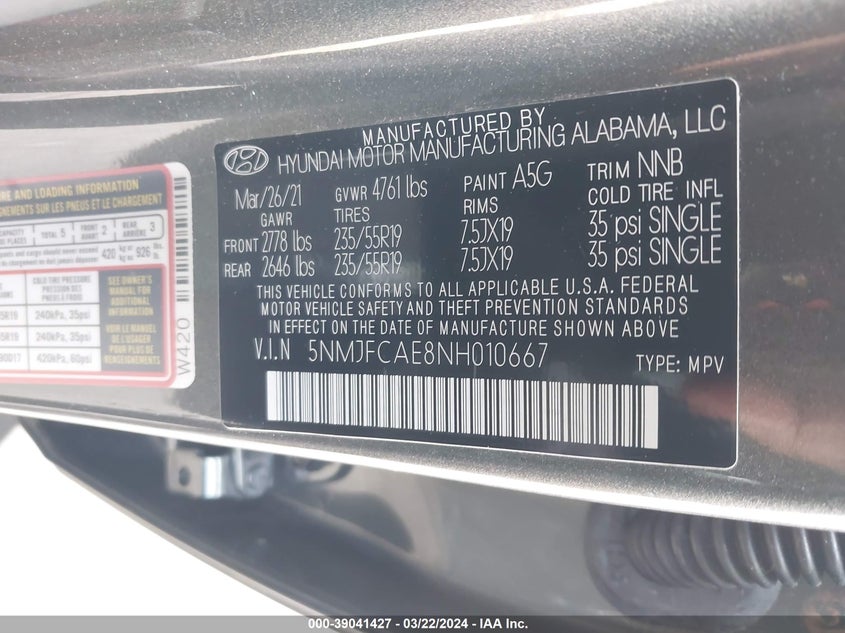 2022 HYUNDAI TUCSON SEL - 5NMJFCAE8NH010667