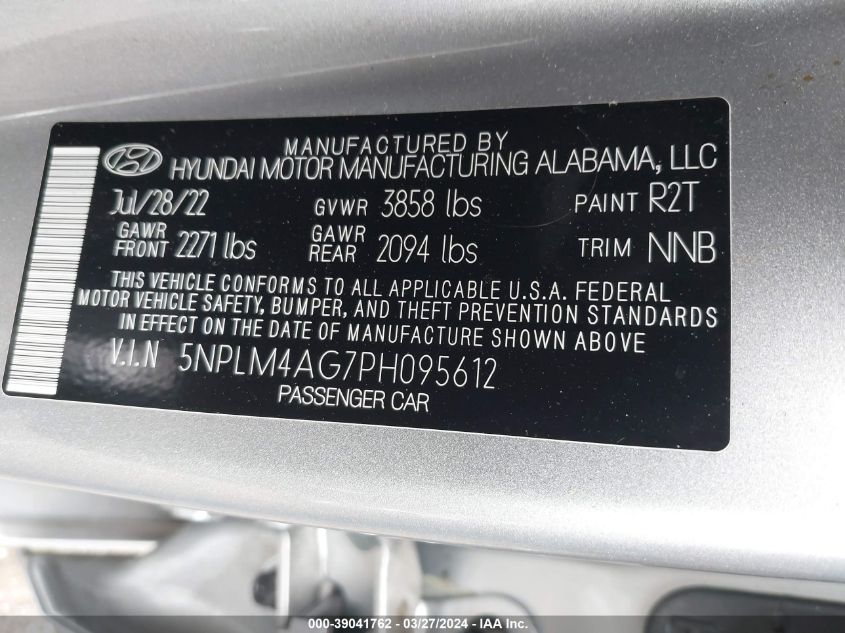 VIN 5NPLM4AG7PH095612 2023 HYUNDAI ELANTRA no.9