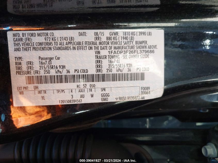 1FADP3F26FL379686 | 2015 FORD FOCUS