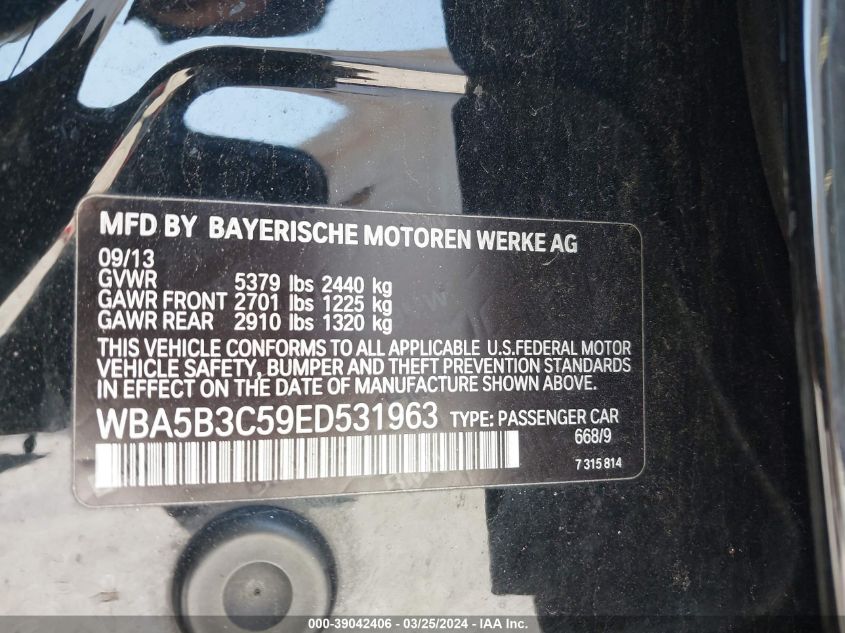 WBA5B3C59ED531963 2014 BMW 535I xDrive