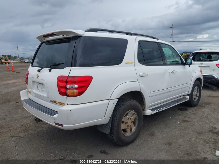 2002 Toyota Sequoia Limited V8 VIN: 5TDBT48A42S103703 Lot: 39042726