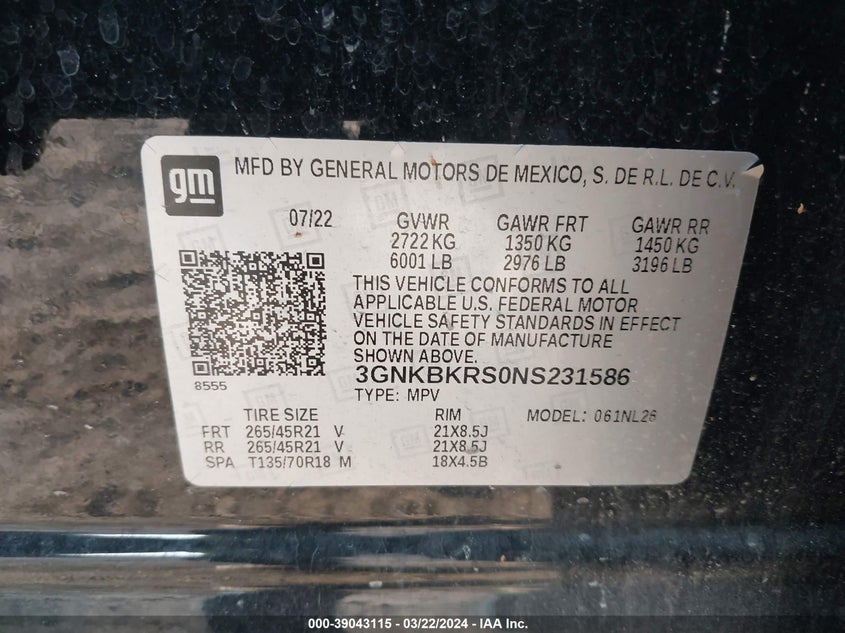 2022 CHEVROLET BLAZER AWD RS - 3GNKBKRS0NS231586