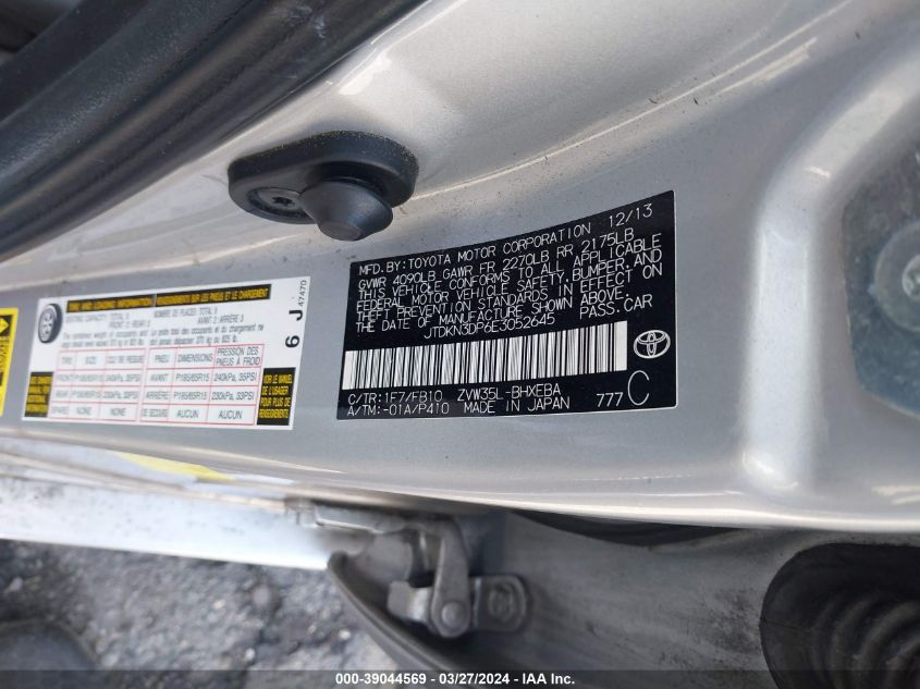 JTDKN3DP6E3052645 2014 Toyota Prius Plug-In