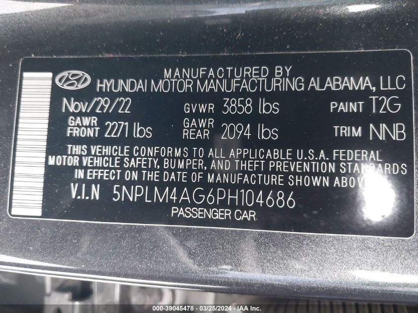 5NPLM4AG6PH104686 | 2023 HYUNDAI ELANTRA