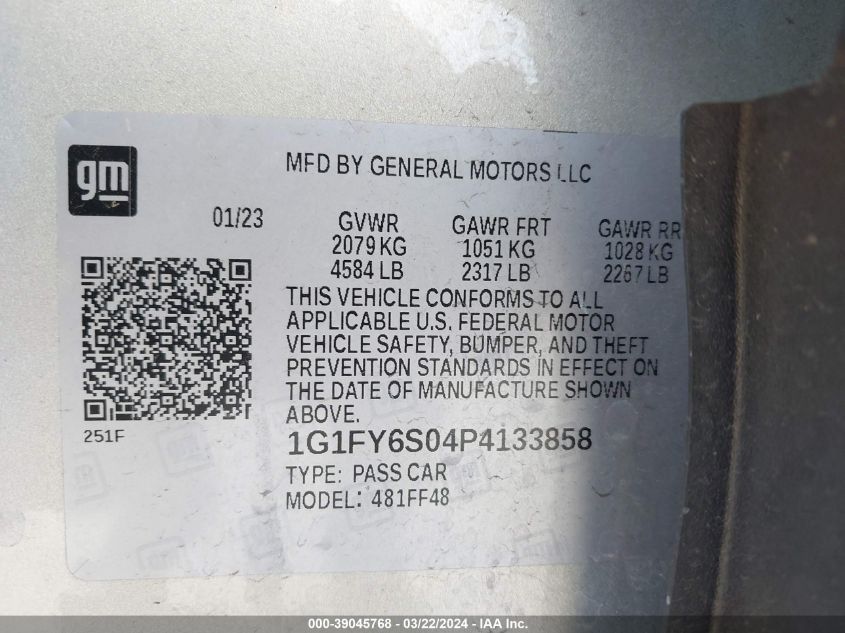 1G1FY6S04P4133858 2023 Chevrolet Bolt Euv Fwd Lt