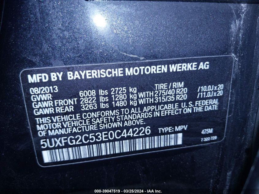 VIN 5UXFG2C53E0C44226 2014 BMW X6, Xdrive35I no.9