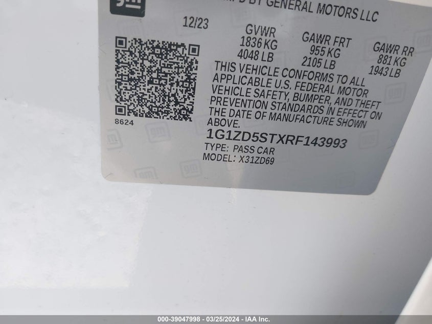 2024 CHEVROLET MALIBU FWD 1LT - 1G1ZD5STXRF143993