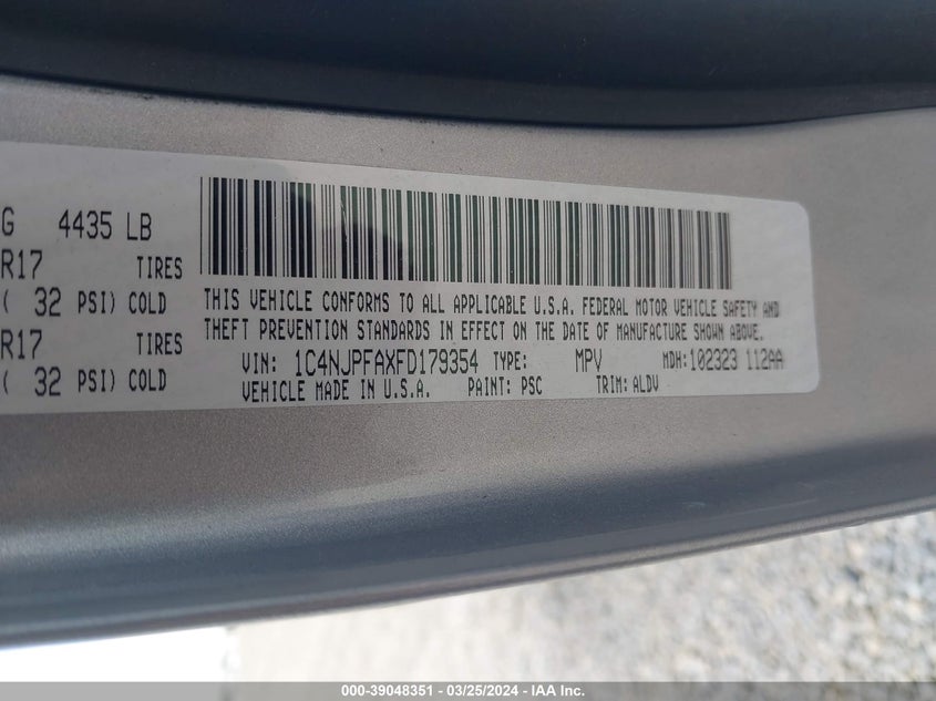 2015 JEEP PATRIOT HIGH ALTITUDE EDITION - 1C4NJPFAXFD179354